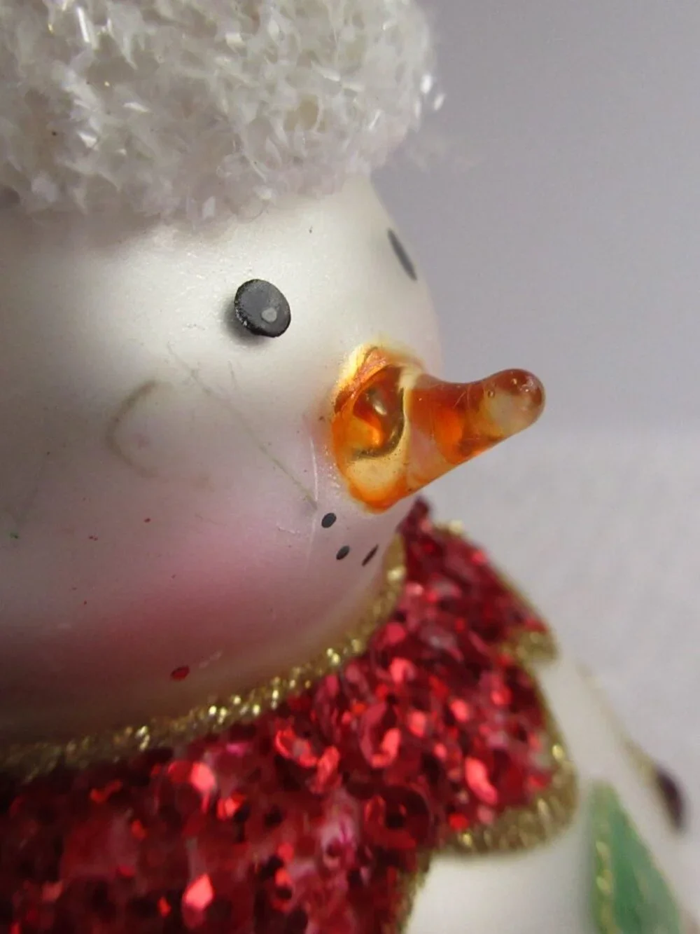 Snowman Glitter Rhinestone Poinsettia Glass Christmas Tree Ornament 5